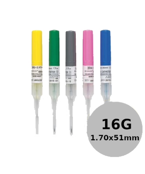 TERUMO Surflo catheters 16G x 1.7 (51mm), grijs