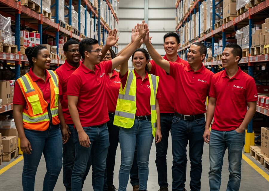 Professionnels portant des vêtements d'entreprise personnalisés