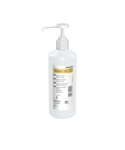 Anios  Skinsan, lotion lavante antimicrobienne à 2 %, 500 ml, avec pompe à vis