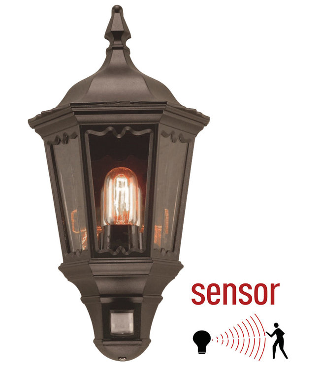 Franssen  Sensor (Cartella2). gevel. zwart. E27. incl beweging sensor