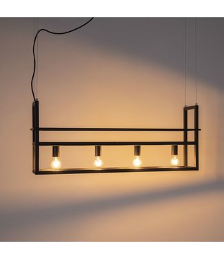 QAZQA Hanglamp Cage Rack | 4 lichts | Zwart