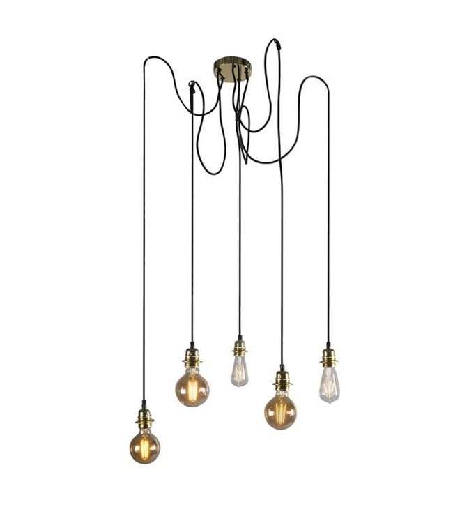 QAZQA Moderne Hanglamp Cava 5 | Goud | Dimbaar