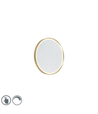 QAZQA Spiegel Miral met licht | Goud | met touch dimmer | Rond 50 cm