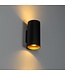 QAZQA Design wandlamp Sab | Rond | GU10 | up/down licht | Zwart met Goud