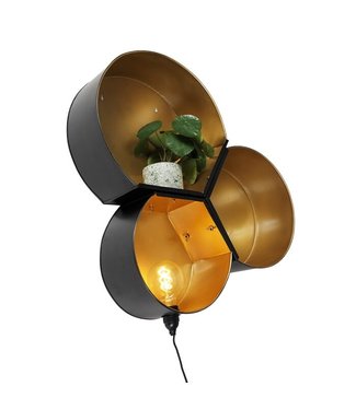 QAZQA Unieke Design wandlamp Comb | Rond | E27 | Zwart & Goud