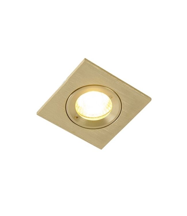 QAZQA Inbouwspot Xena | Goud | GU10 | 8x8 cm | IP44 | Vierkant