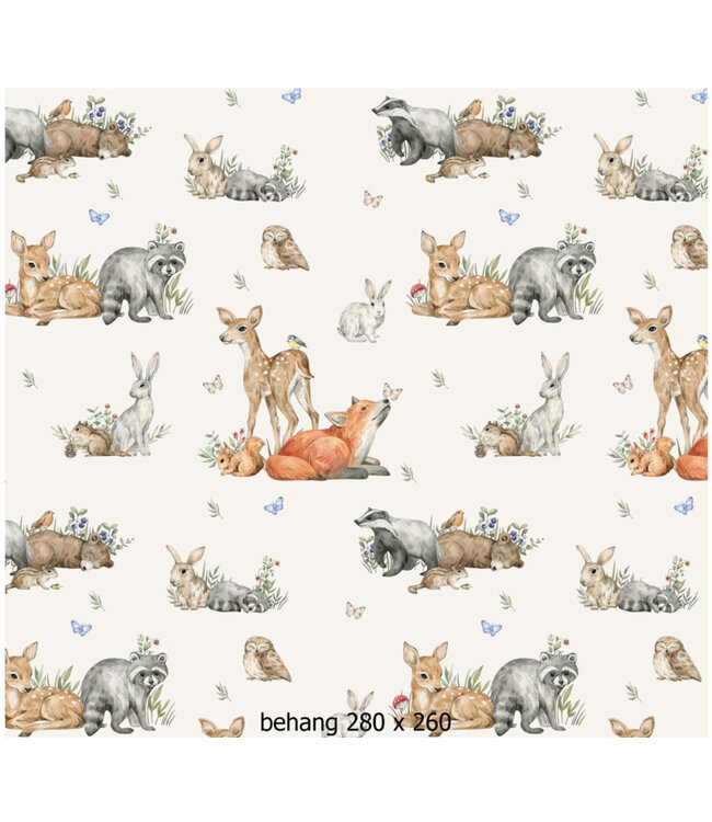 Designed4Kids  Kinderkamer Bos Baby dieren  | Behang | 260 cm hoog | Vliesbehang