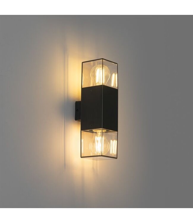 QAZQA Wandlamp Denmark | Zwart | 2 lichts | met smoke kap