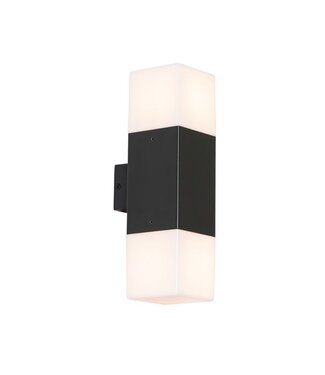 QAZQA Wandlamp Denmark | Zwart | 2 lichts | met opale kap