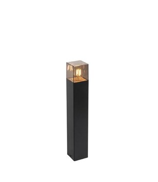 QAZQA Staande lamp Denmark | Zwart & Smoke glas | E27 | 50 cm