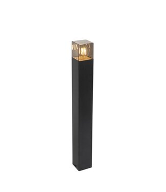 QAZQA Staande lamp Denmark | Zwart & Smoke glas | E27 | 70 cm