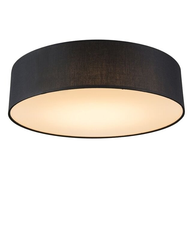 QAZQA Zwarte plafondlamp Drum | 40 cm | incl. LED