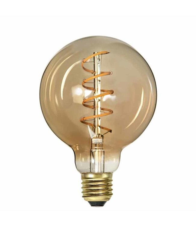 LED Spiraal filament  Goud | E27 | G95 | 3,5w | 260lm | 2000K | 3-staps-Dimbaar