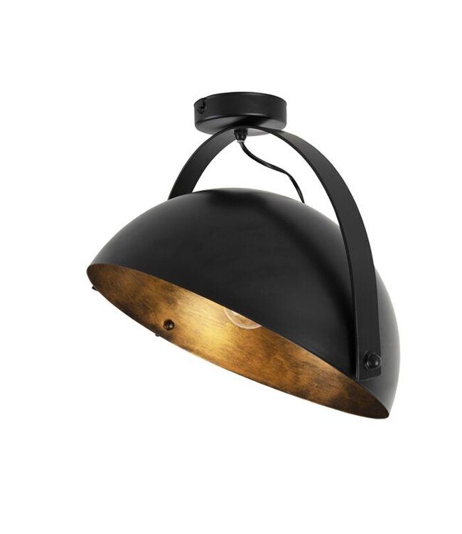 QAZQA Prachtige plafondlamp Magna | Zwart & Goud | 35 cm | E27  | Kantelbaar