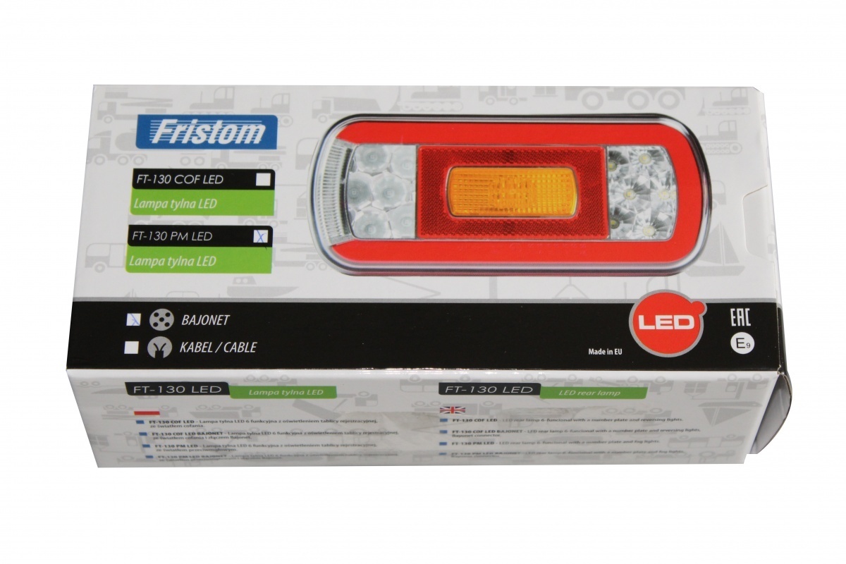 Fristom - Feu arrière droit à LED avec éclairage de plaque  d'immatriculation. 12/36V 7 broches