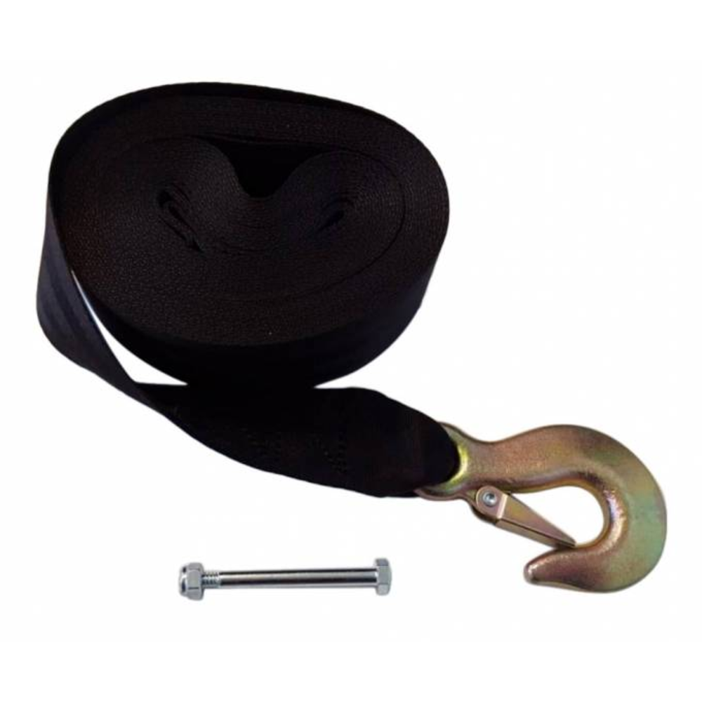 Winch strap 8.5 mtr black for Hand winch with hook