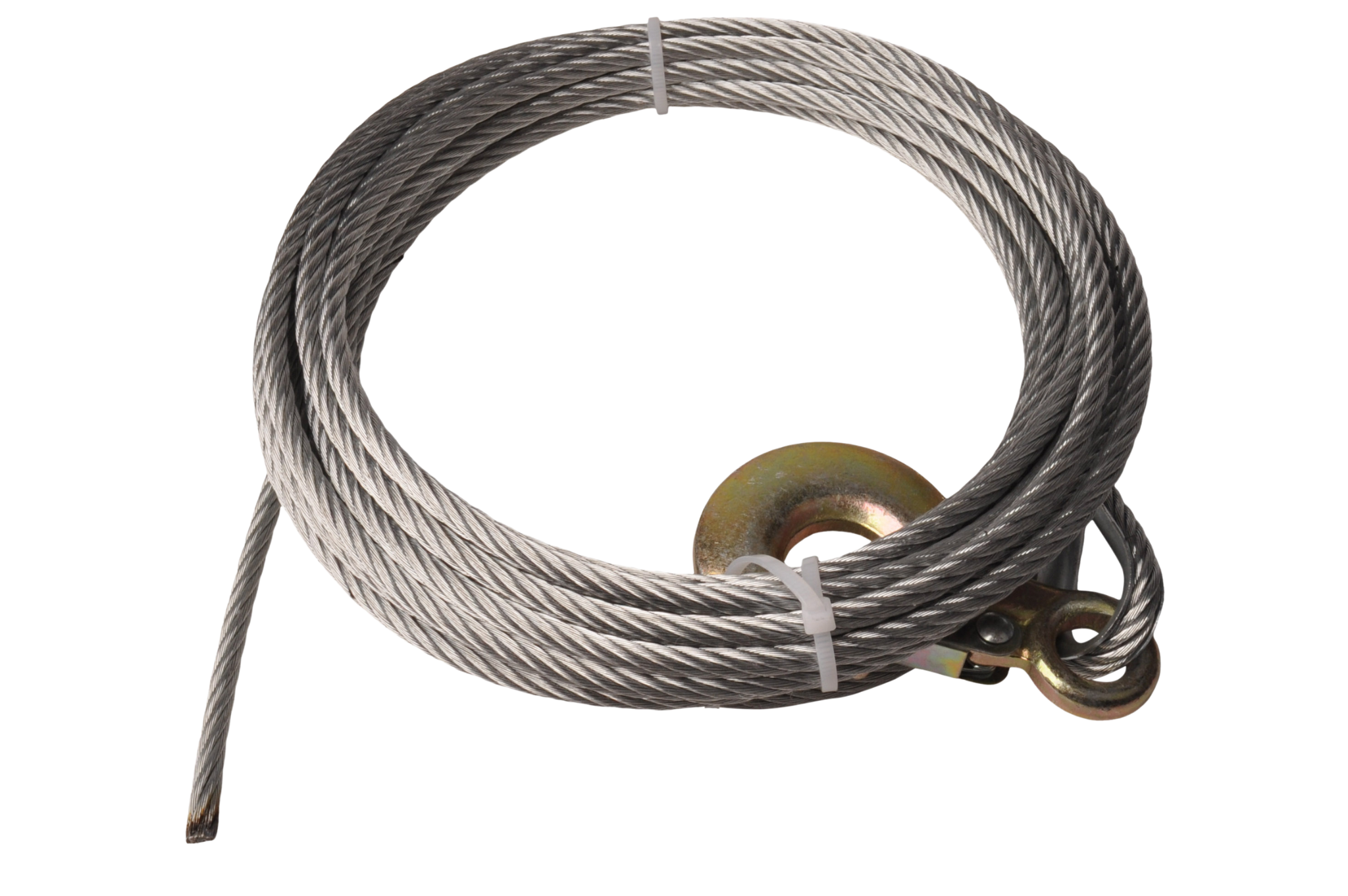 Winch cable for hand winch with steel hook 