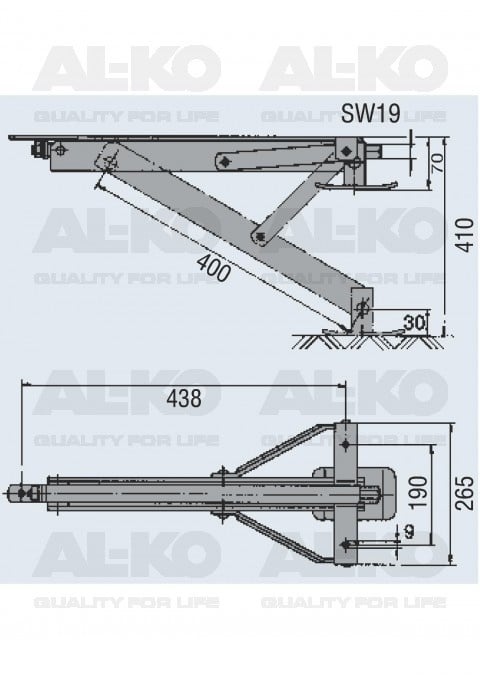 AL-KO Support tournant avec pied pliante- 500 kg - galvanisé - Trailergigant