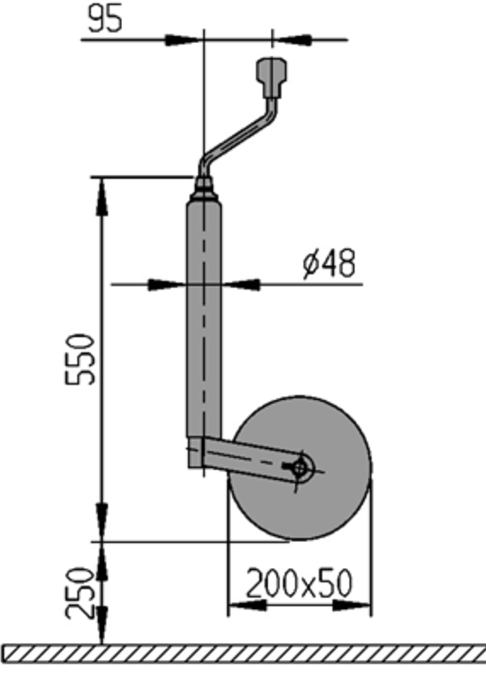 AL-KO AL-KO roue jockey PLUS - diamètre de tube 48 mm - version allongée - jante en acier - capacité de charge 300 kg