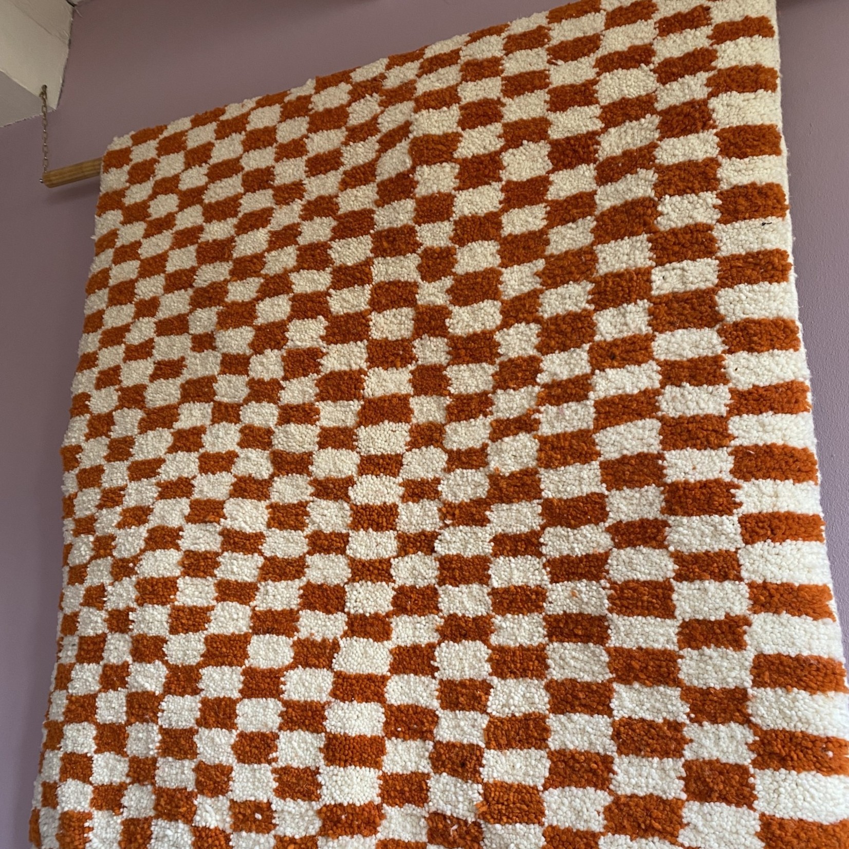 Purpers Exclusive Berber vloerkleed checkered orange