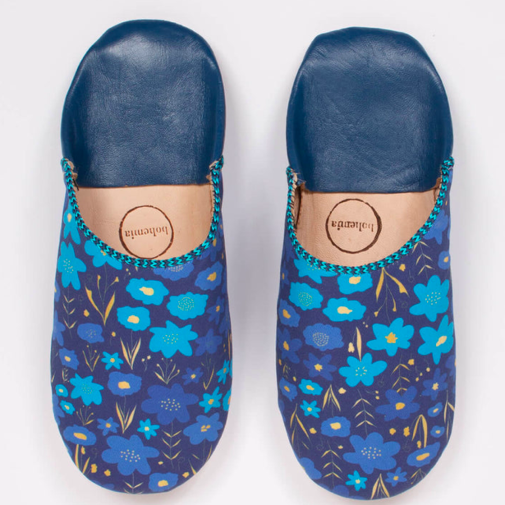 Purpers Choice Floral Babouche Slippers indigo  size M