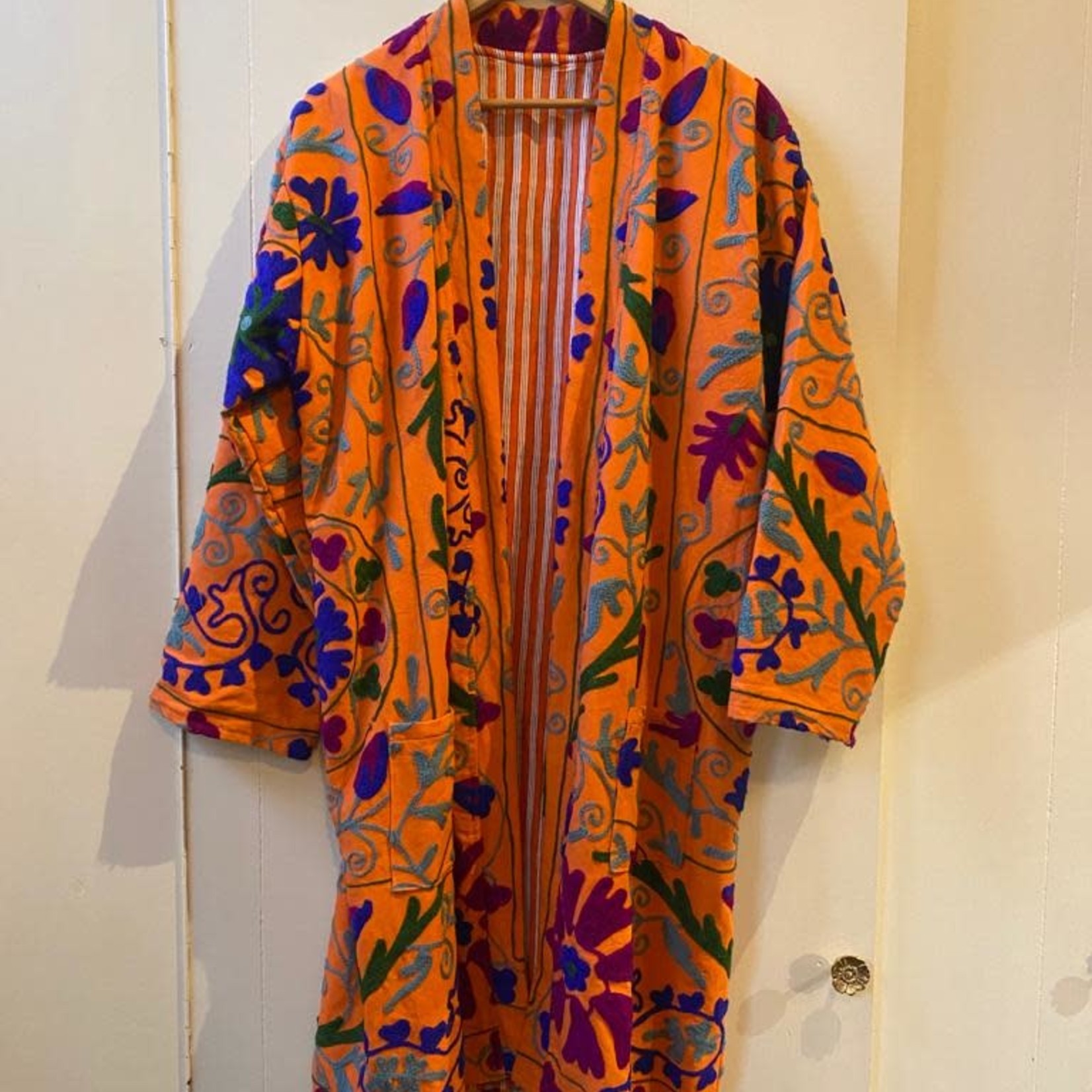 Purpers Exclusive Suzani kimono jas Oranje