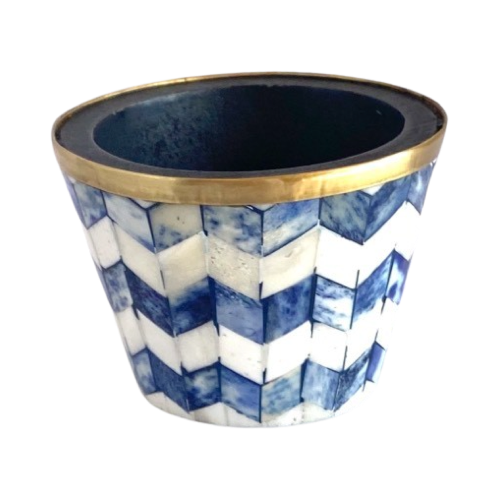 Purpers Exclusive Bone inlay brushpot donkerblauw (8x10 cm)