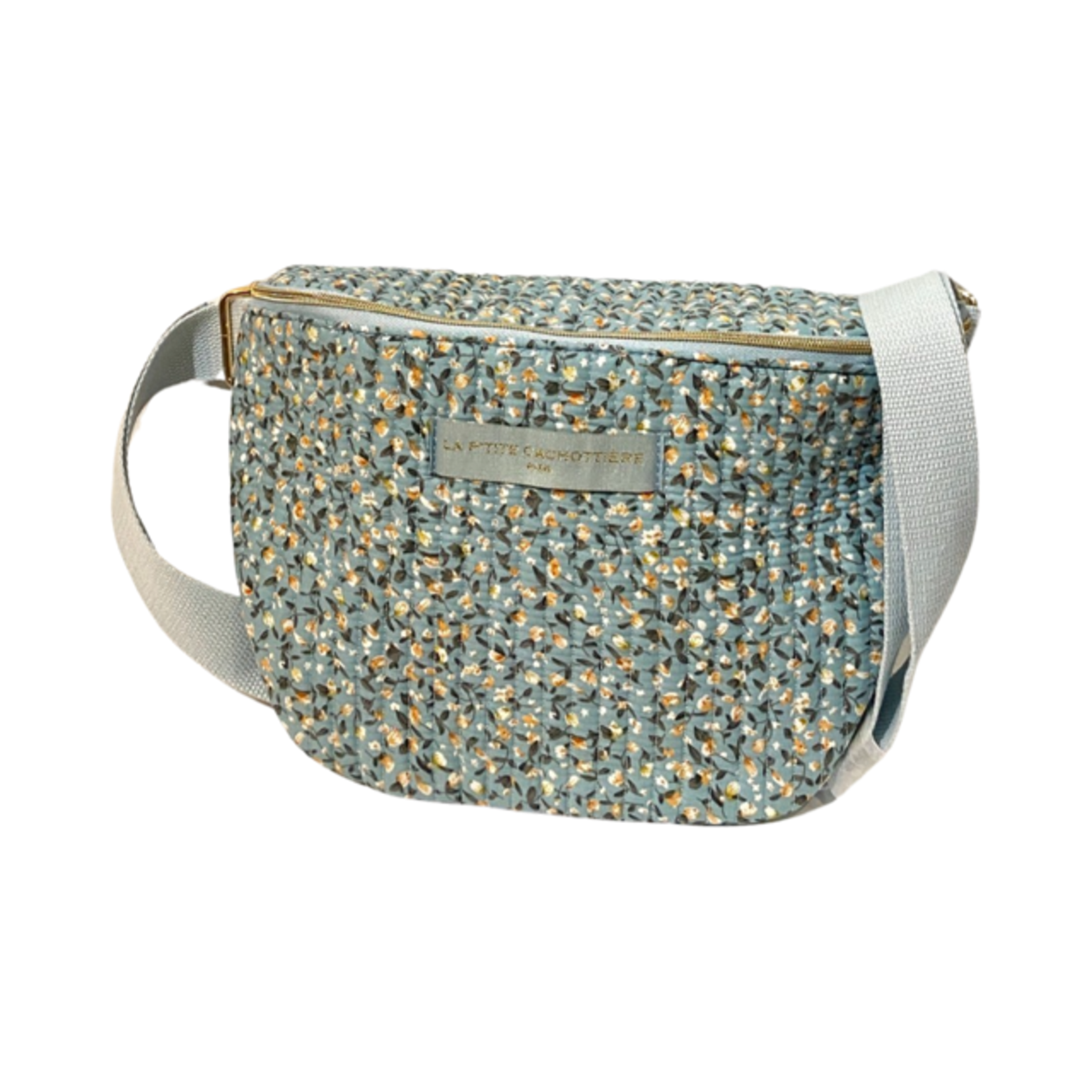 Purpers Choice Fanny pack la ptite cachottiere blauw met gele bloemetjes