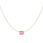 Ketting met Ronde Bedel - Goud/ Roze