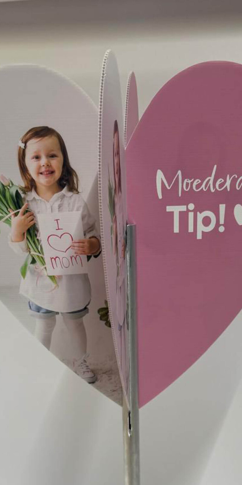 Bricks 3D Moederdag Hart met meisje Display – Tip van Liefde
