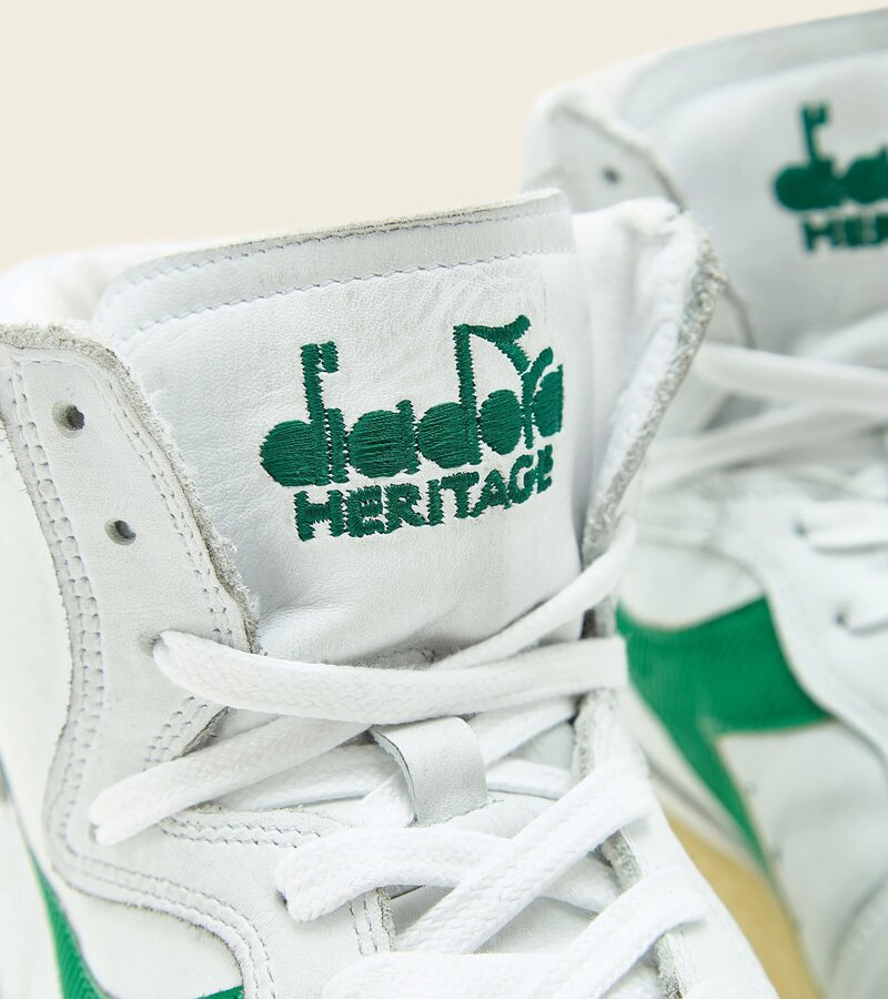 Diadora Mi basket used sneakers white / verdant green