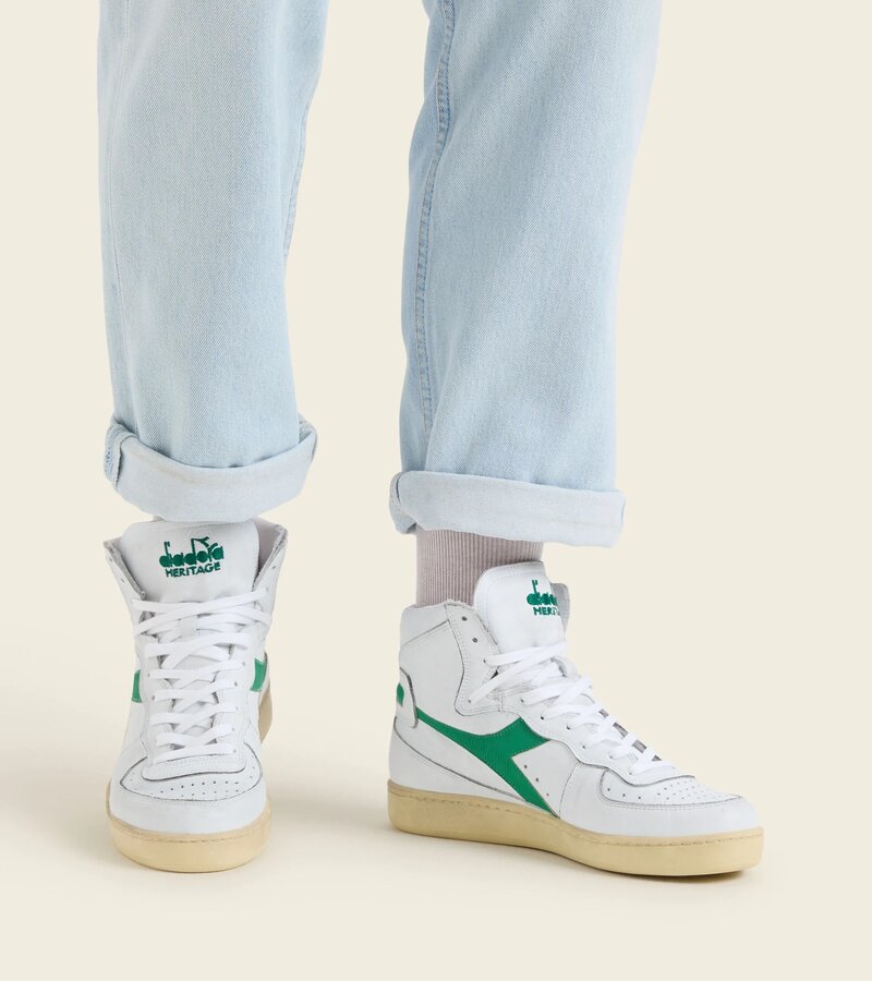 Diadora Mi basket used sneakers white / verdant green