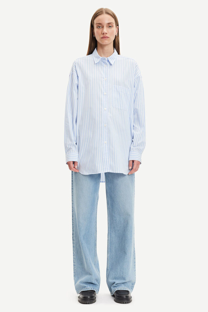 Samsoe Samsoe Samsoe Samsoe Luana blouse dusty blue stripe