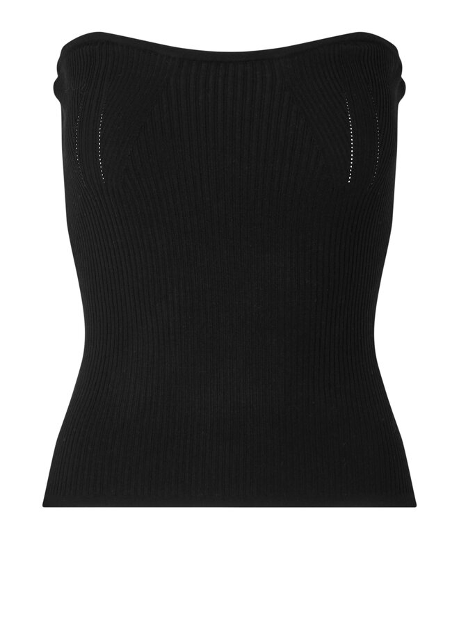Second Female Como knit strapless top black