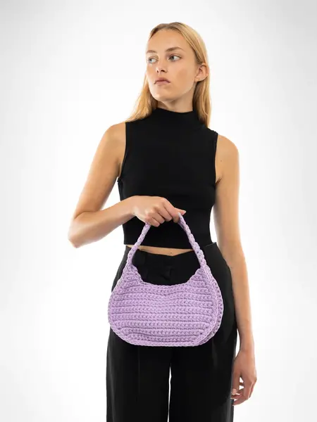 Hvisk Sand crochet tas Blush purple