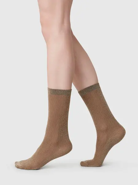 Swedish Stockings Magda shimmery sokken mid brown