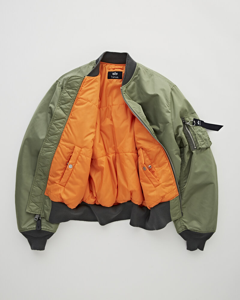 Tenue Alpha x Tenue MA-1 bomber jacket vintage sage