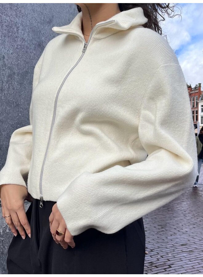 Second Female Alvera knit zip vest vaporous white