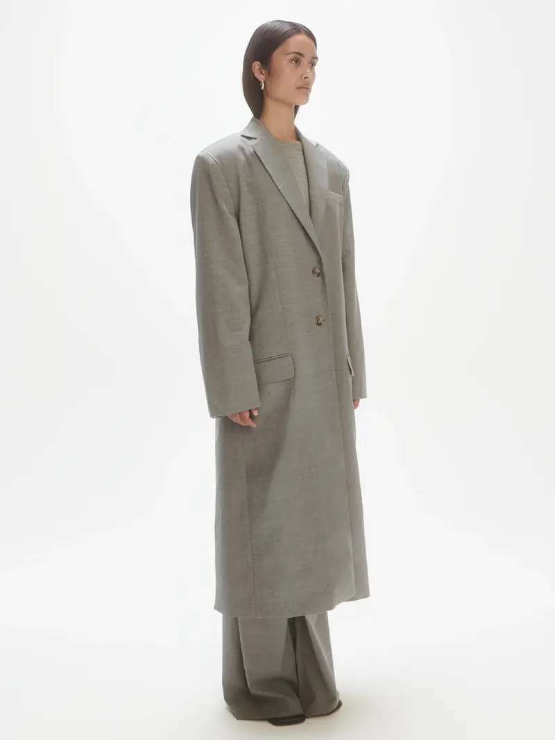 Les Coyotes de Paris  Long overcoat 10-088 grey melange