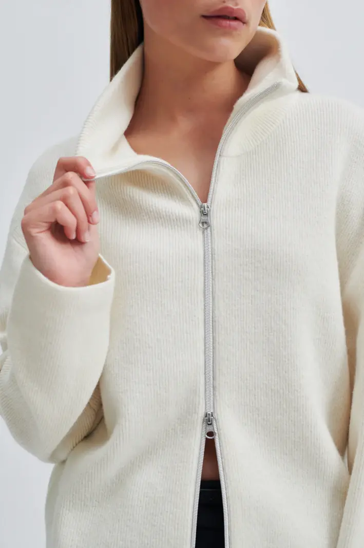 Second Female Alvera knit zip vest vaporous white