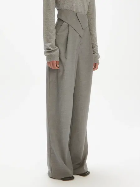 Les Coyotes de Paris Folded waist trousers 30-008 grey melange