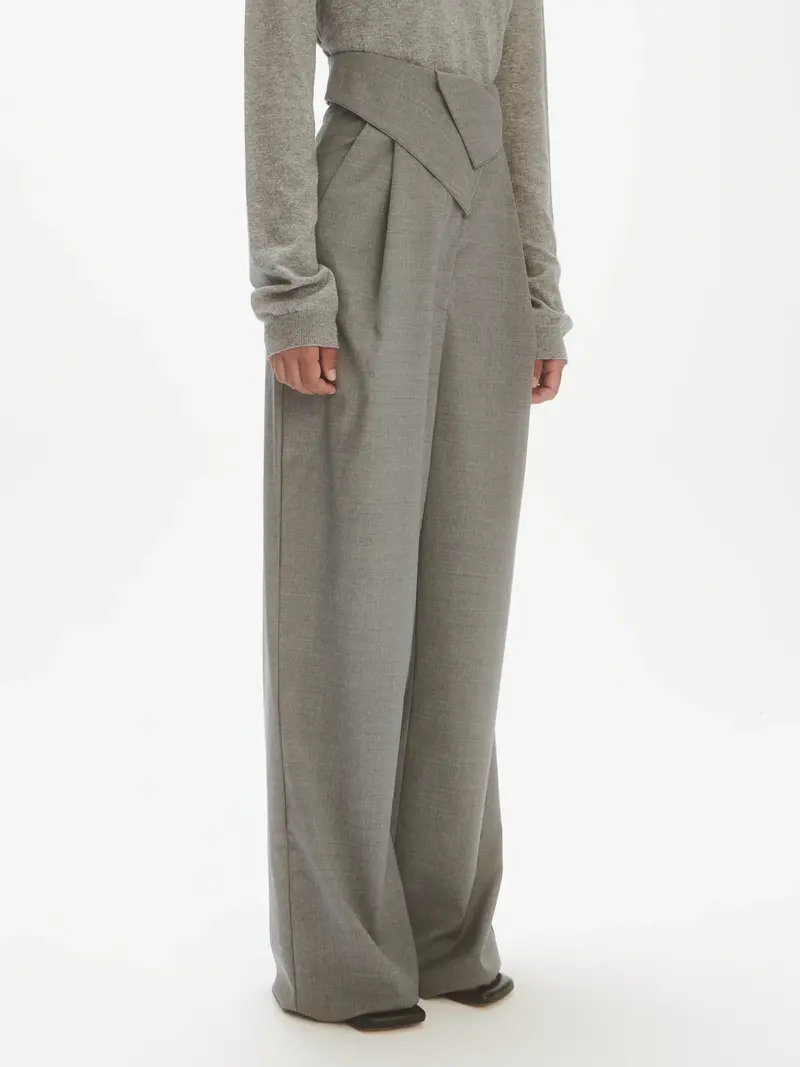 Les Coyotes de Paris Folded waist trousers 30-008 grey melange