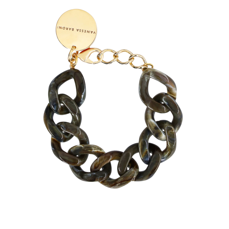 Vanessa Baroni Falt chain bracelet khaki marble