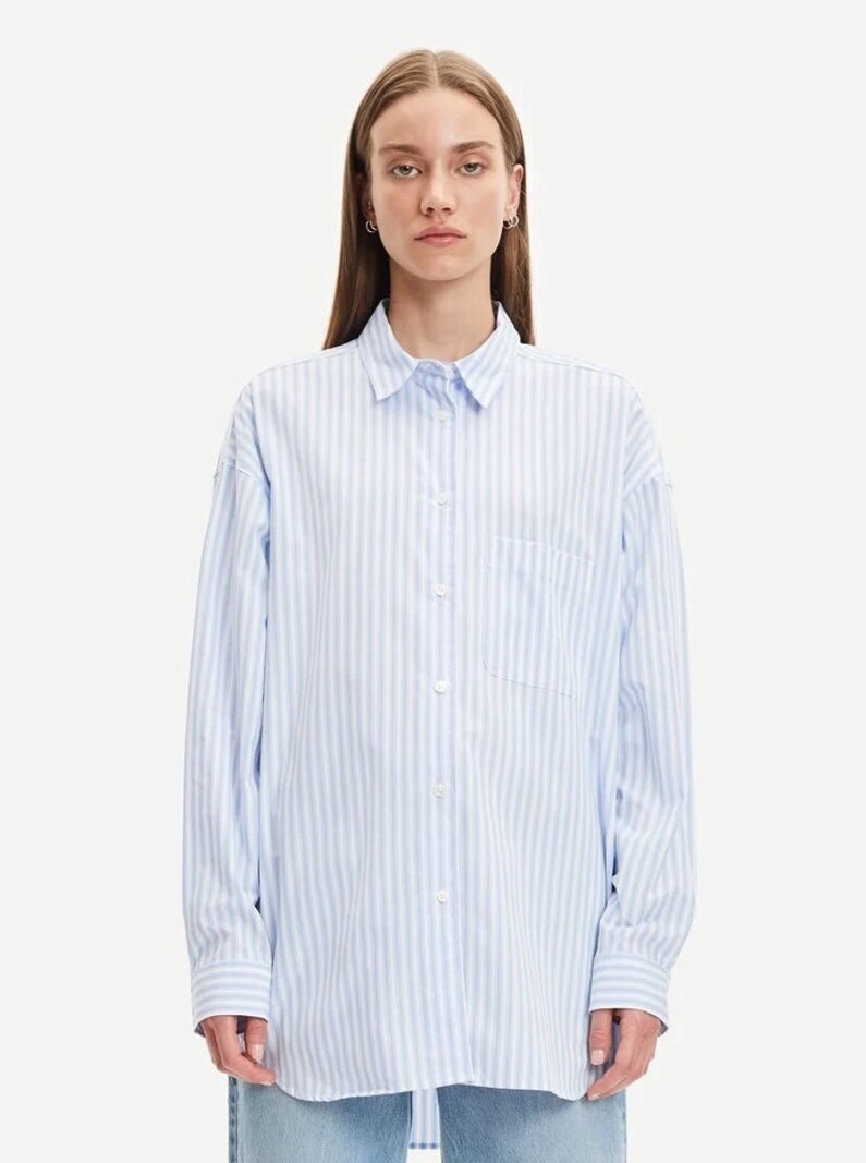 Samsoe Samsoe Samsoe Samsoe Luana blouse dusty blue stripe