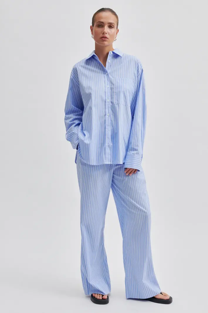 Second Female Amale Shirt blouse Light blue stripe
