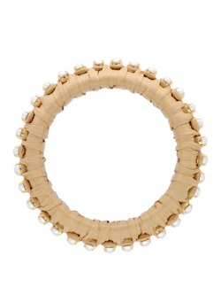 Vanessa Baroni Raffia Pearl Bangle beige