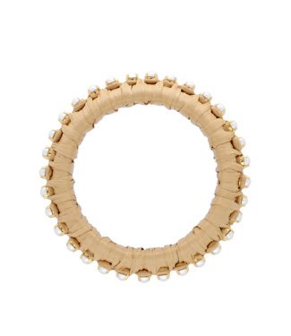 Vanessa Baroni Raffia Pearl Bangle beige