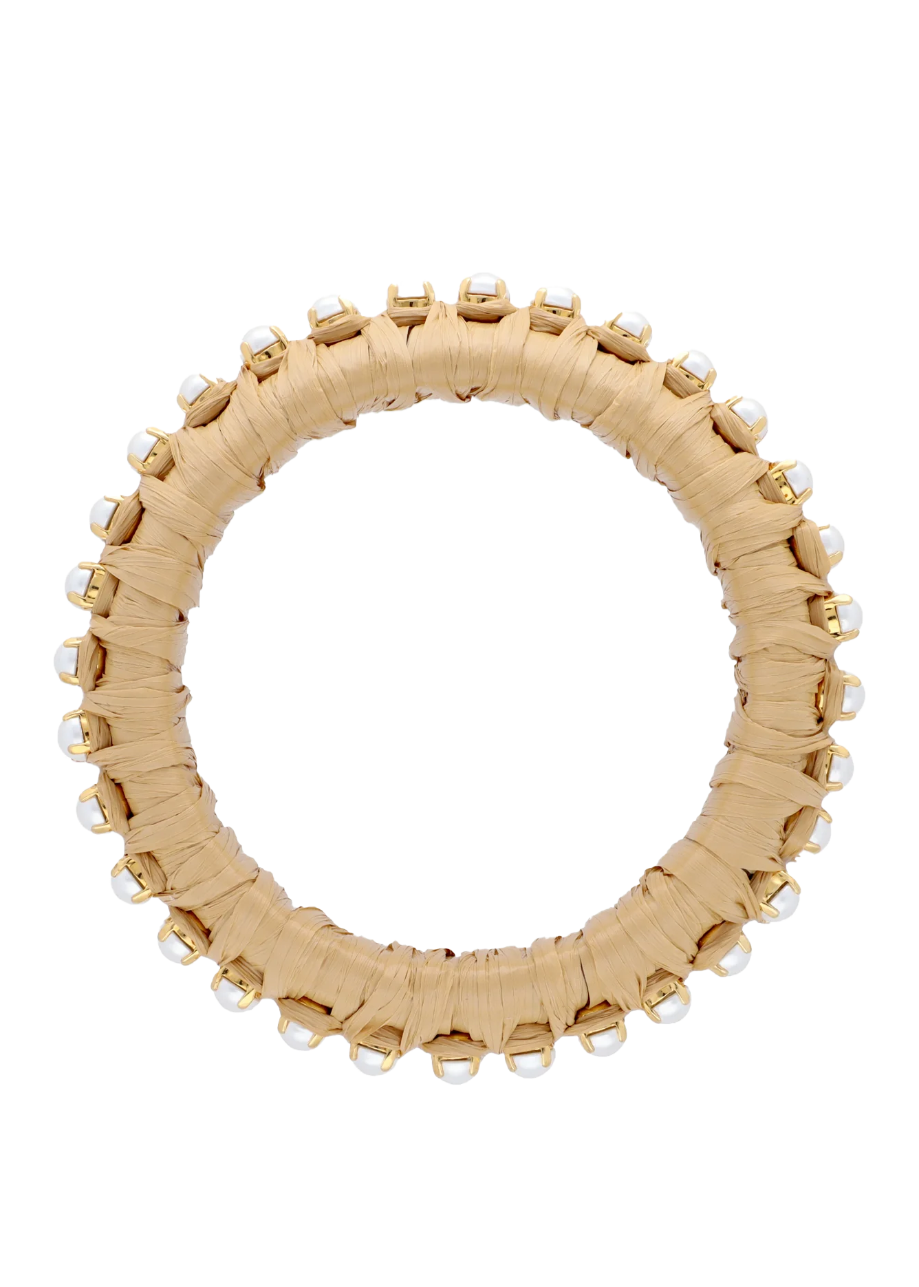 Vanessa Baroni Raffia Pearl Bangle beige