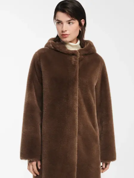 Studio AR Alma faux mink jas Coffee