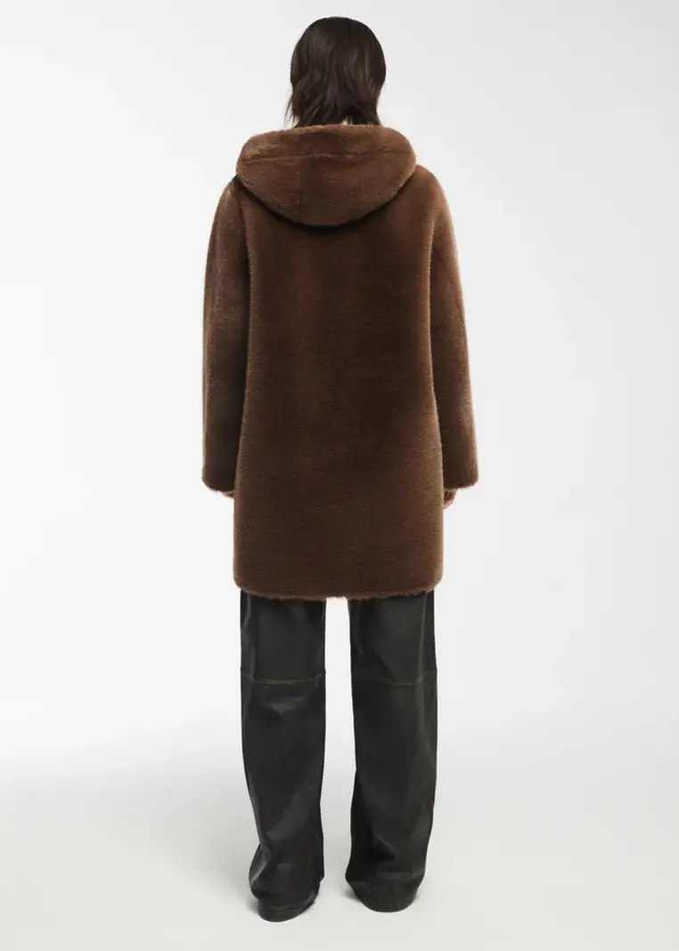 Studio AR Alma faux mink jas Coffee